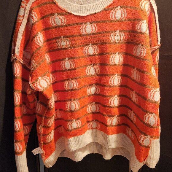 Vince Camuto multi-fabric Autumn pumpkin pattern medium weight sweater - Picture 5 of 5